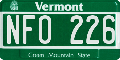 VT license plate NFO226