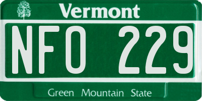 VT license plate NFO229