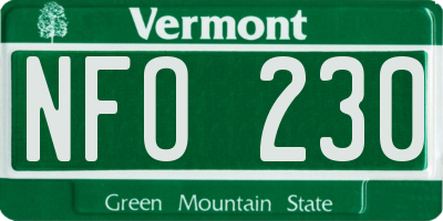 VT license plate NFO230