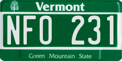 VT license plate NFO231