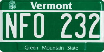 VT license plate NFO232