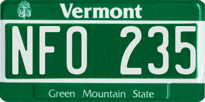 VT license plate NFO235