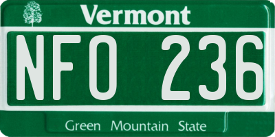VT license plate NFO236