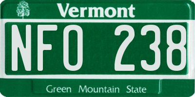 VT license plate NFO238