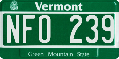 VT license plate NFO239