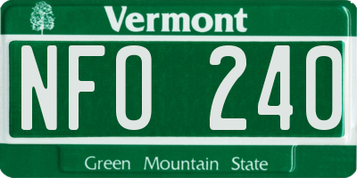 VT license plate NFO240