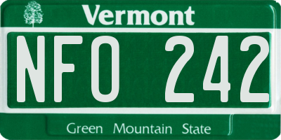 VT license plate NFO242