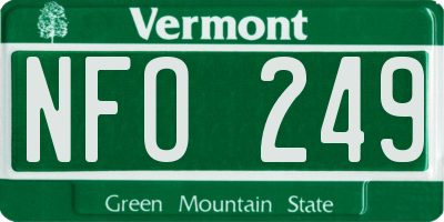 VT license plate NFO249