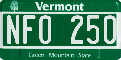 VT license plate NFO250