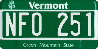 VT license plate NFO251