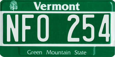 VT license plate NFO254