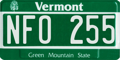 VT license plate NFO255