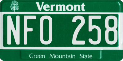 VT license plate NFO258