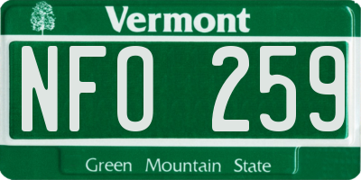 VT license plate NFO259