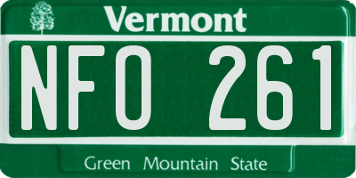 VT license plate NFO261