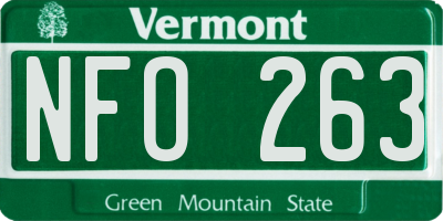 VT license plate NFO263