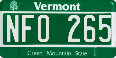 VT license plate NFO265