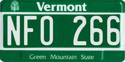 VT license plate NFO266