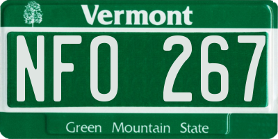 VT license plate NFO267