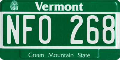 VT license plate NFO268