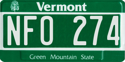 VT license plate NFO274
