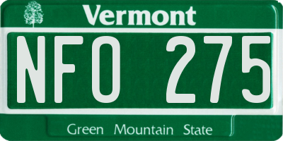 VT license plate NFO275