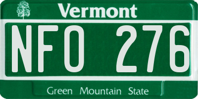 VT license plate NFO276
