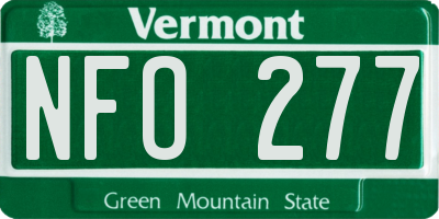 VT license plate NFO277