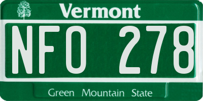 VT license plate NFO278
