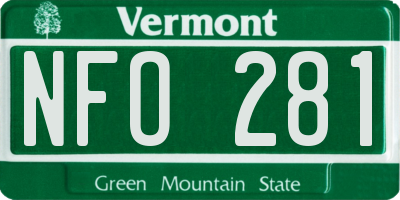 VT license plate NFO281