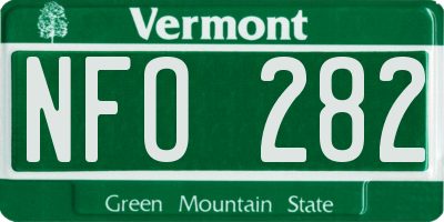 VT license plate NFO282