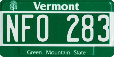 VT license plate NFO283