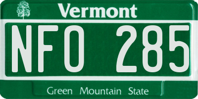 VT license plate NFO285