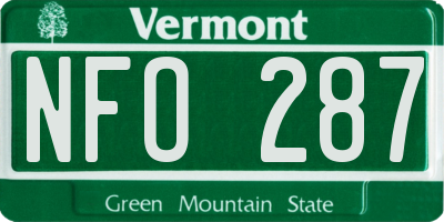 VT license plate NFO287