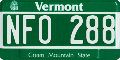 VT license plate NFO288