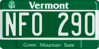 VT license plate NFO290