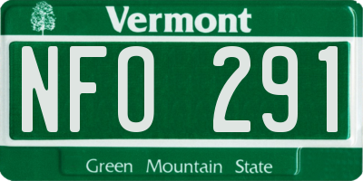 VT license plate NFO291
