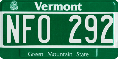 VT license plate NFO292