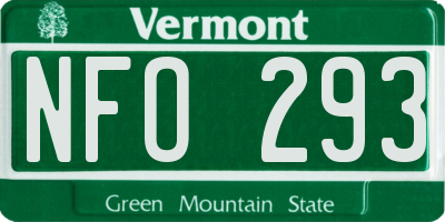 VT license plate NFO293