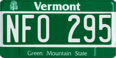 VT license plate NFO295