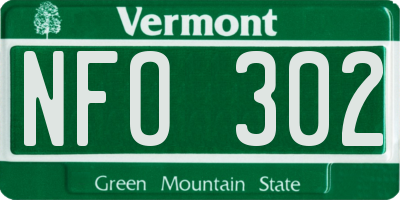 VT license plate NFO302