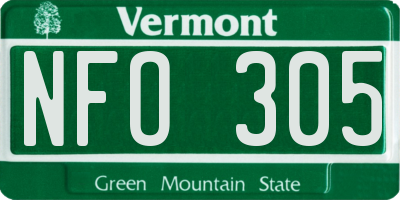 VT license plate NFO305