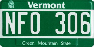 VT license plate NFO306