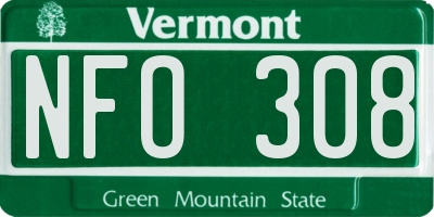 VT license plate NFO308