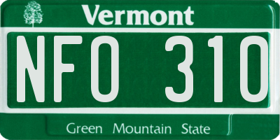 VT license plate NFO310