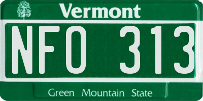 VT license plate NFO313