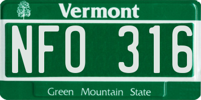 VT license plate NFO316
