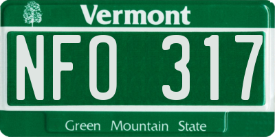 VT license plate NFO317