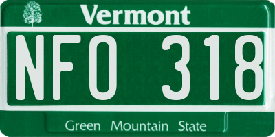 VT license plate NFO318