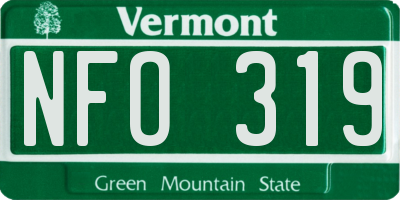 VT license plate NFO319